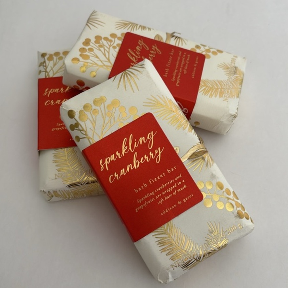 Addison & Gates Sparkling Cranberry & Grapefruit‎ Bath Fizzer Bars (3) 7oz bars